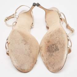 Pre Owned Sergio Rossi Metallic Leather Ankle Strap Sandals Size 40