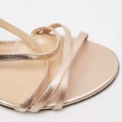 Pre Owned Sergio Rossi Metallic Leather Ankle Strap Sandals Size 40