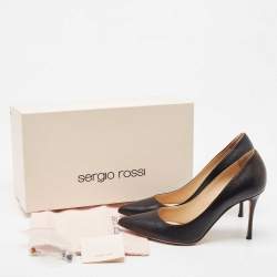 Pre Owned Sergio Rossi Black Leather Pointed Toe Pumps Size 37