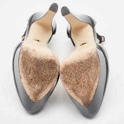 مملوكة مسبقًا Sergio Rossi Black Patent Leather Platform Ankle Strap Pumps Size 38