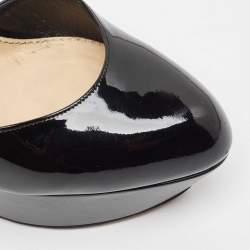 مملوكة مسبقًا Sergio Rossi Black Patent Leather Platform Ankle Strap Pumps Size 38