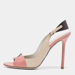 Pre Owned Sergio Rossi Tricolor Leather Slingback Sandals Size 38