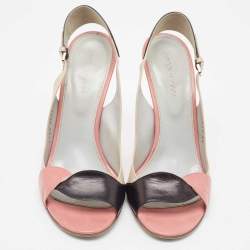 Pre Owned Sergio Rossi Tricolor Leather Slingback Sandals Size 38