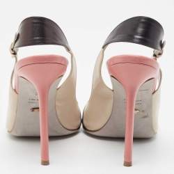 Pre Owned Sergio Rossi Tricolor Leather Slingback Sandals Size 38