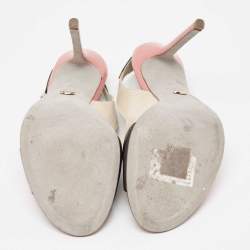 Pre Owned Sergio Rossi Tricolor Leather Slingback Sandals Size 38