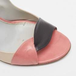 Pre Owned Sergio Rossi Tricolor Leather Slingback Sandals Size 38