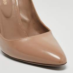 Pre Owned Sergio Rossi Beige Patent Leather Pointed Toe Pumps Size 38.5