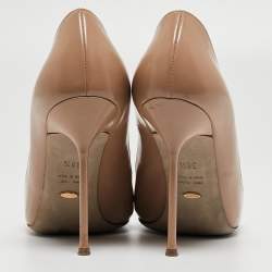 Pre Owned Sergio Rossi Beige Patent Leather Pointed Toe Pumps Size 38.5