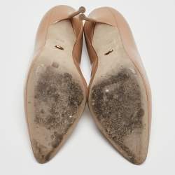 Pre Owned Sergio Rossi Beige Patent Leather Pointed Toe Pumps Size 38.5