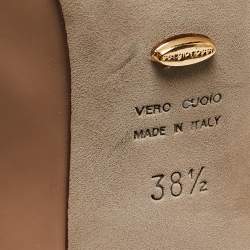 Pre Owned Sergio Rossi Beige Patent Leather Pointed Toe Pumps Size 38.5