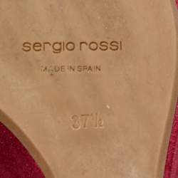 Pre Owned Sergio Rossi Pink/Brown Leather Wedge Platform Ankle Strap Sandals Size 37.5