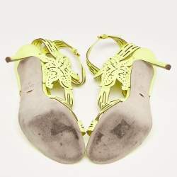 مملوكة مسبقًا Sergio Rossi Green Leather Ankle Strap Sandals Size 41