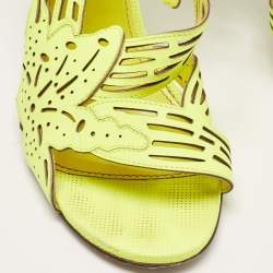 مملوكة مسبقًا Sergio Rossi Green Leather Ankle Strap Sandals Size 41