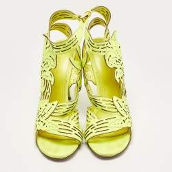 مملوكة مسبقًا Sergio Rossi Green Leather Ankle Strap Sandals Size 41