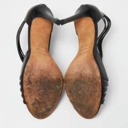 Pre Owned Sergio Rossi Black Leather Strappy Sandals Size 37