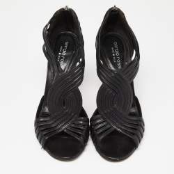 Pre Owned Sergio Rossi Black Leather Strappy Sandals Size 37