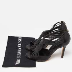 Pre Owned Sergio Rossi Black Leather Strappy Sandals Size 37