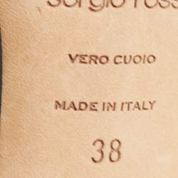 Pre Owned Sergio Rossi Silver Leather Embellished Slingback Pumps Size 38