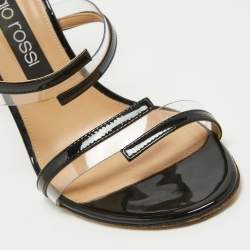 Sergio Rossi  Black Patent And PVC Ankle Strap Sandals Size 40