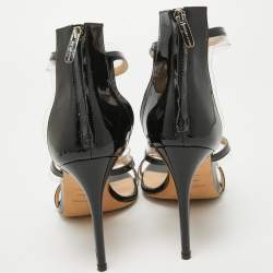 Sergio Rossi  Black Patent And PVC Ankle Strap Sandals Size 40
