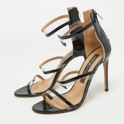 Sergio Rossi  Black Patent And PVC Ankle Strap Sandals Size 40