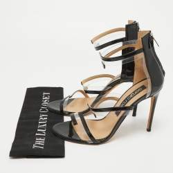 Sergio Rossi  Black Patent And PVC Ankle Strap Sandals Size 40