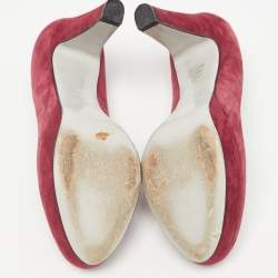 Sergio Rossi Burgundy Suede Platform Pumps Size 38