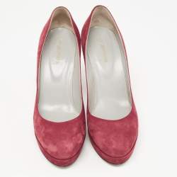 Sergio Rossi Burgundy Suede Platform Pumps Size 38