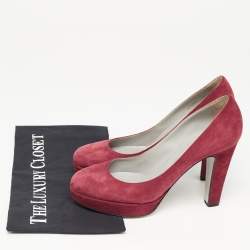 Sergio Rossi Burgundy Suede Platform Pumps Size 38