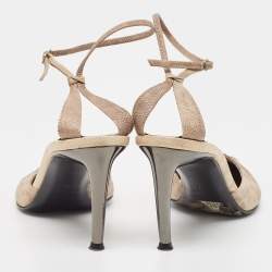 Sergio Rossi Two Tone Textured Leather Ankle Strap Pumps Size 38