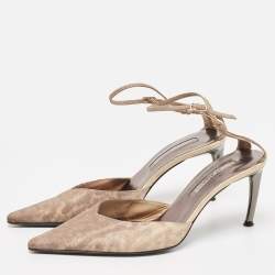 Sergio Rossi Two Tone Textured Leather Ankle Strap Pumps Size 38