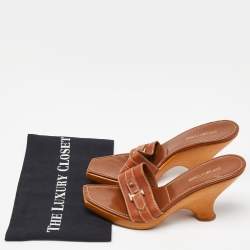 Sergio Rossi Brown Open Toe Slide Sandals Size 39