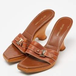 Sergio Rossi Brown Open Toe Slide Sandals Size 39