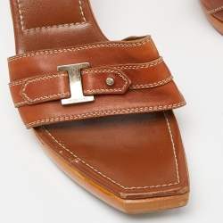 Sergio Rossi Brown Open Toe Slide Sandals Size 39