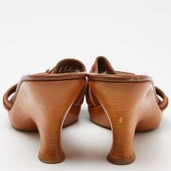 Sergio Rossi Brown Open Toe Slide Sandals Size 39