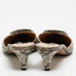 مملوكة مسبقًا Sergio Rossi Beige Water Snakeskin Slingback Pumps Size 39.5