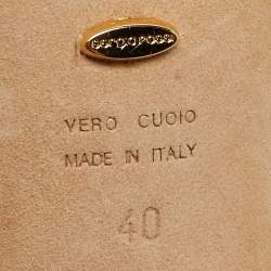 Pre Owned Sergio Rossi Metallic Crystal Embellished Satin T-Bar Ankle Strap Sandals Size 40