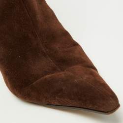 Sergio Rossi Brown Suede and Leather Studded Ankle Boots Size 37