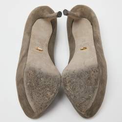Pre Owned Sergio Rossi Grey Suede Peep Toe Platform Pumps Size 39