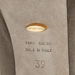 Pre Owned Sergio Rossi Grey Suede Peep Toe Platform Pumps Size 39