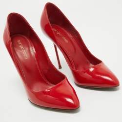 Pre Owned Sergio Rossi Red Patent Leather Pumps Size 38