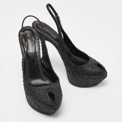 Sergio Rossi Black Python Leather Sandals Size 39