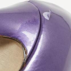 Pre Owned Sergio Rossi Purple Patent Leather Peep Toe Platform Pumps Size 38.5