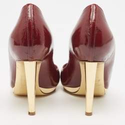 Sergio Rossi Burgundy Patent Leather Platform Pumps Size 39.5