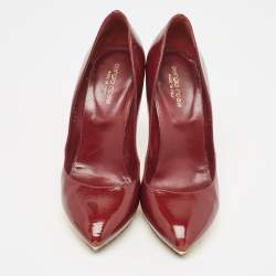 Sergio Rossi Burgundy Patent Leather Platform Pumps Size 39.5