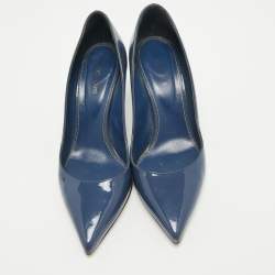 Pre Owned Sergio Rossi Navy Blue Patent Leather Pointed Toe Pumps Size 39