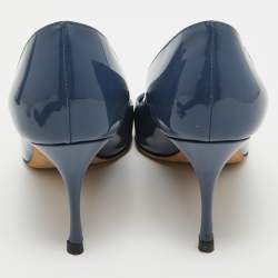 Pre Owned Sergio Rossi Navy Blue Patent Leather Pointed Toe Pumps Size 39