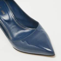 Pre Owned Sergio Rossi Navy Blue Patent Leather Pointed Toe Pumps Size 39