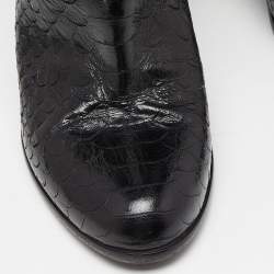 Pre Owned Sergio Rossi Black Snakeskin Embossed Leather Over The Knee Length Boots Size 37