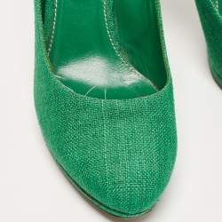 Sergio Rossi Green Canvas Platform Pumps Size 40.5